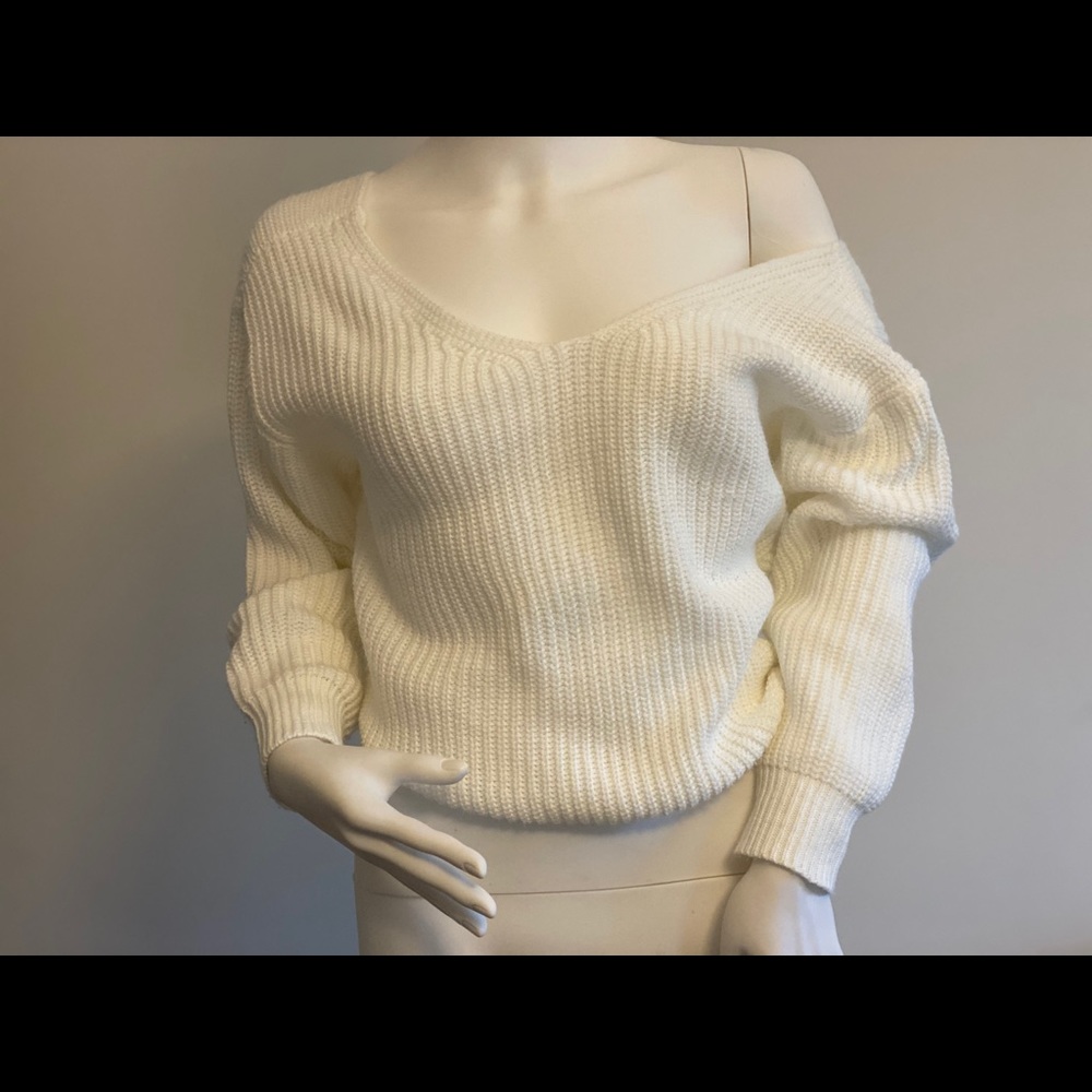 White Open Back Sweater